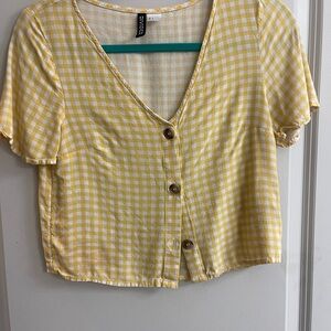 Cropped Yellow Gingham Women's Top